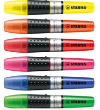 Stabilo Luminator, tekstmarker, overstregningspen farve pink, orange, grøn, blå,gul og rød